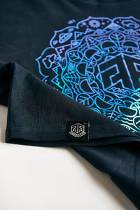 Holographic / Iridescent Foil FOREST FLOOR Mandala Logo™ on Woman’s 100% Cotton Premium Crop Top Tee