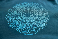 Women's Psilocybin Blue™ Glow-in-the-Dark FOREST FLOOR Mandala Logo™ on Cropped Sponge Fleece Hooded Sweatshirt