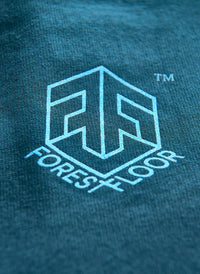 Women's Psilocybin Blue™ Glow-in-the-Dark FOREST FLOOR Mandala Logo™ on Cropped Sponge Fleece Hooded Sweatshirt